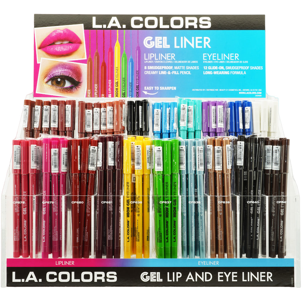 L.A. Colors Gel Lip And Eye Liner - Wholesale Display 180 Units (CAD469)
