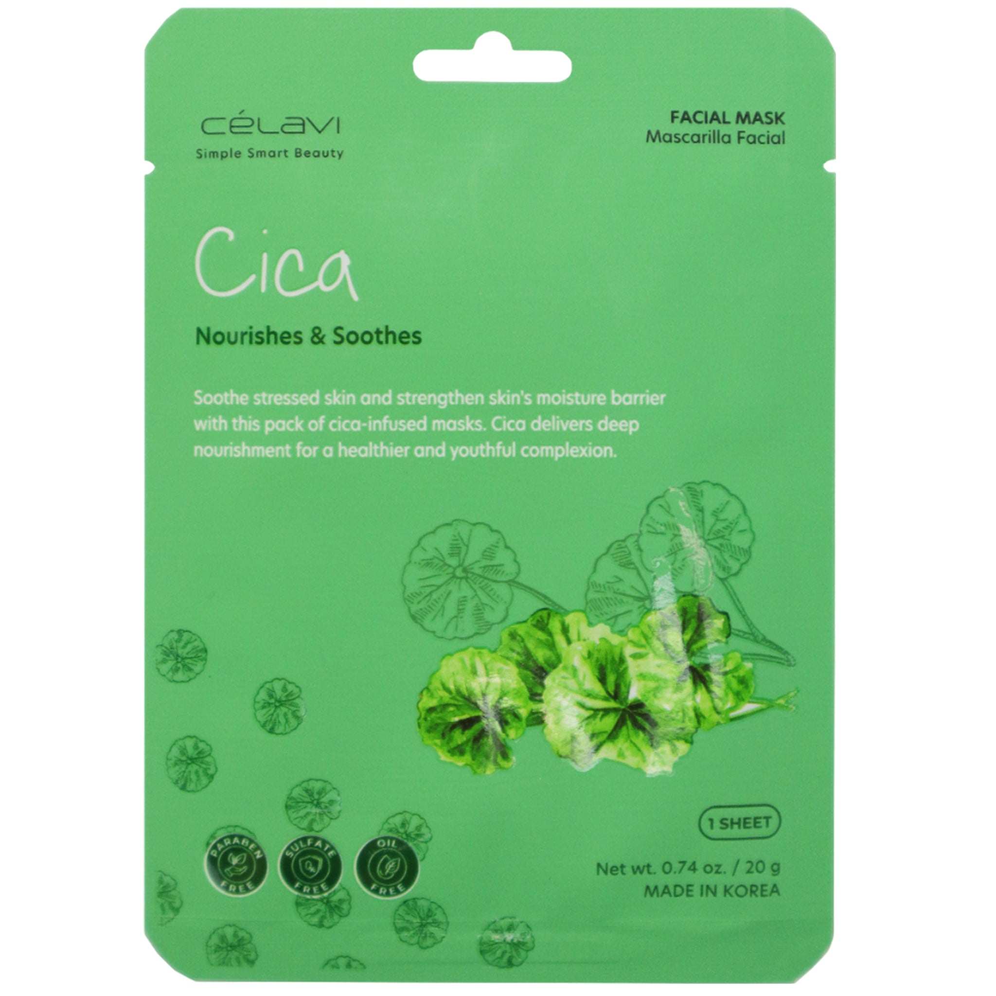 Cica Facial Mask - Celavi | Wholesale Makeup