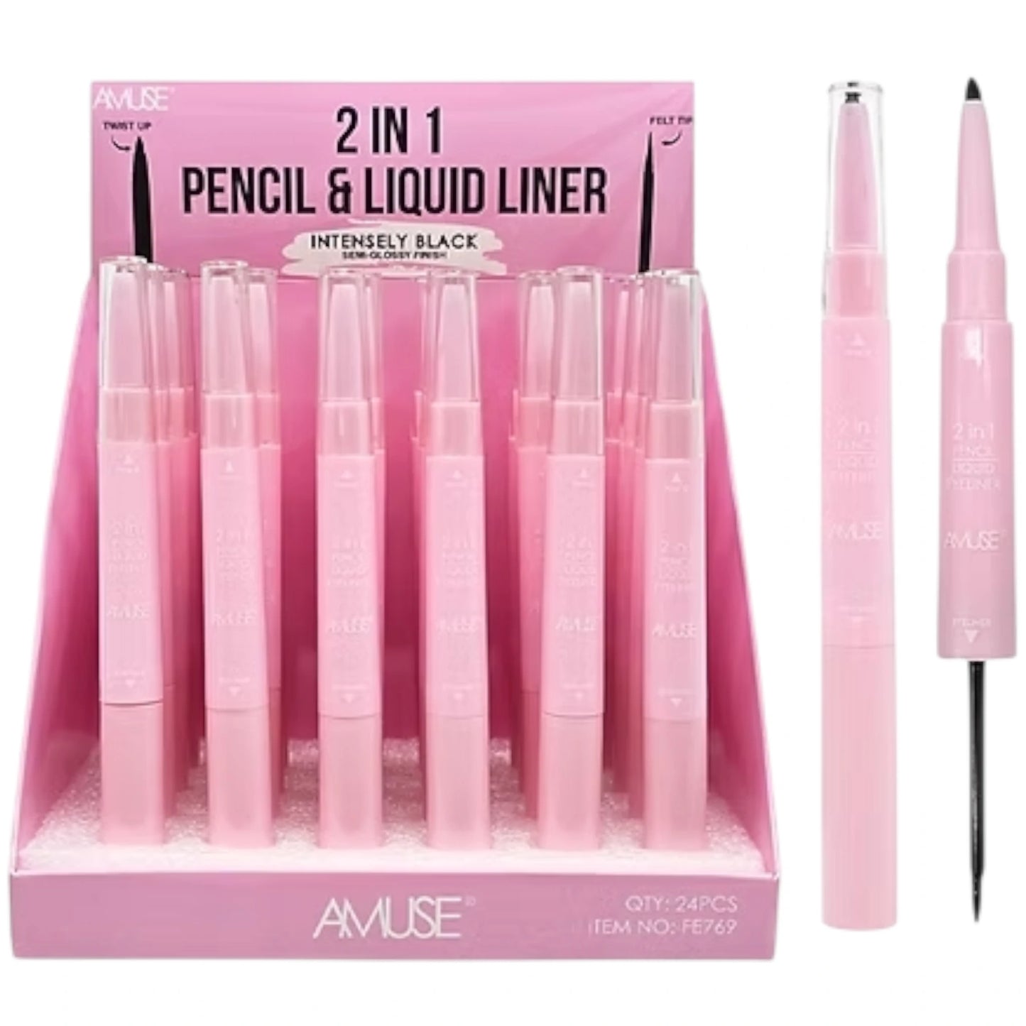 2 in 1 Pencil & Liquid Eyeliner - Amuse | Wholesale Makeup
