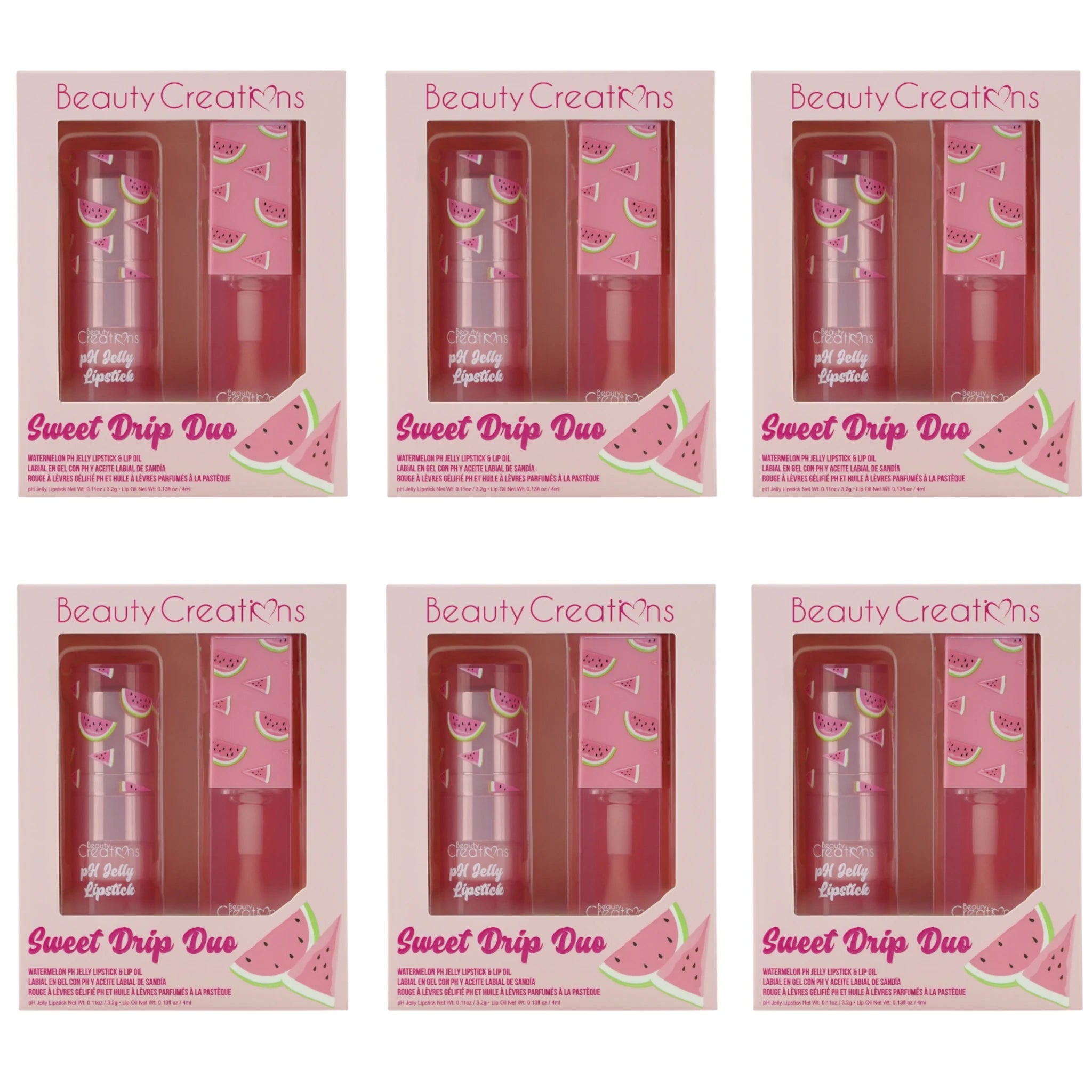 Beauty Creations Sweet Drip Duo Watermelon Ph Jelly Lipstick & Lip Oil - Wholesale 6 Units (SDD-1)