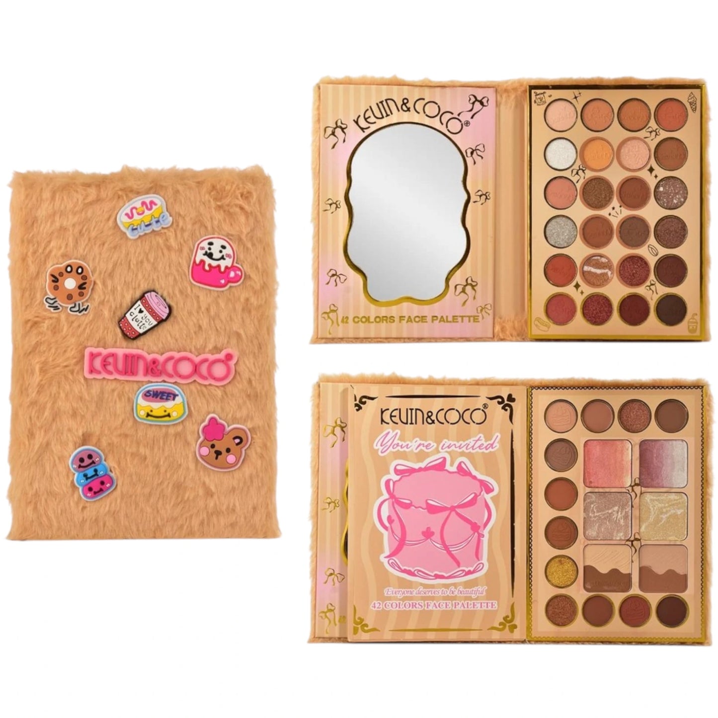 42 Colors Face Palette Brown Fuzzy Kevin & Coco | Wholesale Makeup