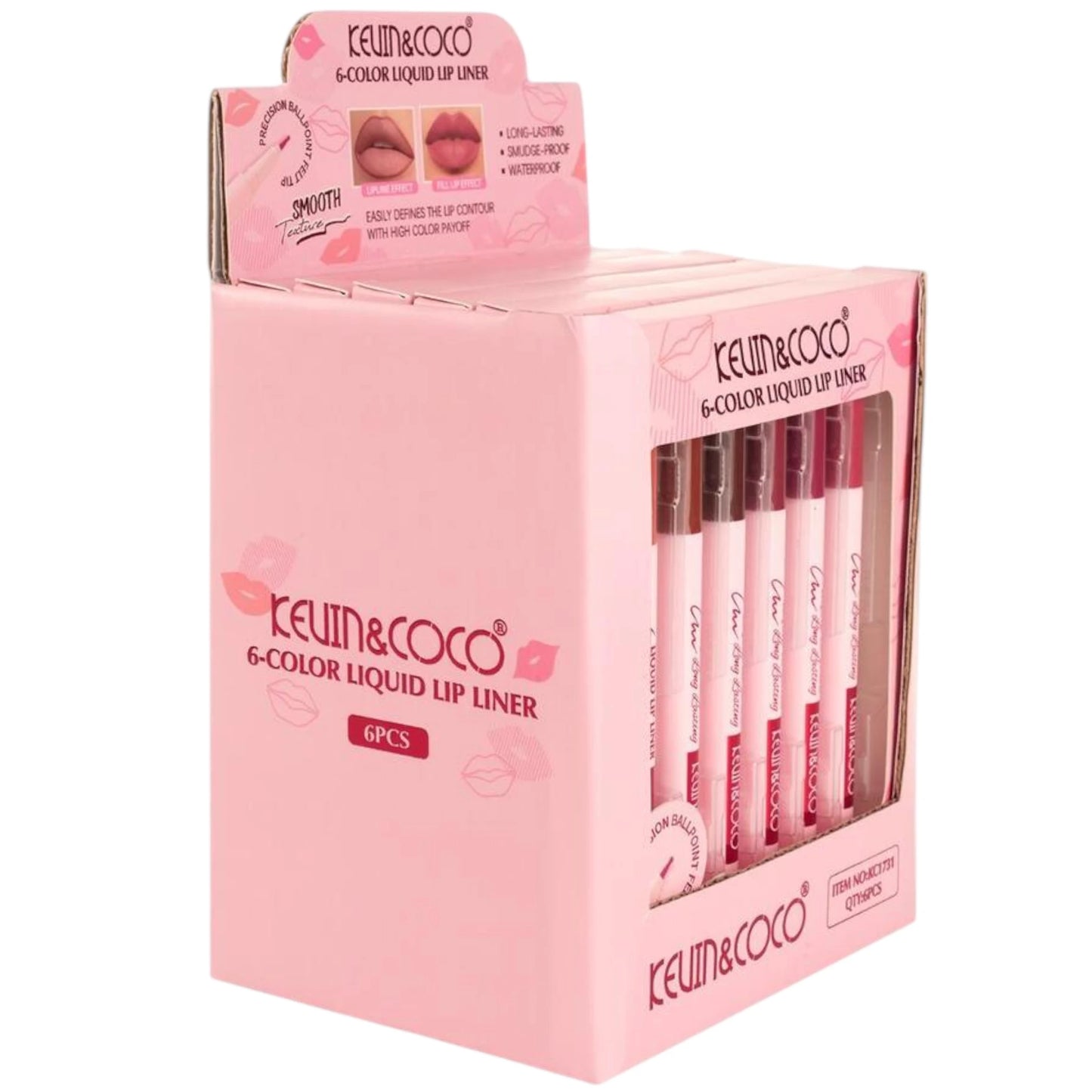 6 Color Liquid Lip Liner - Kevin & Coco | Wholesale Makeup