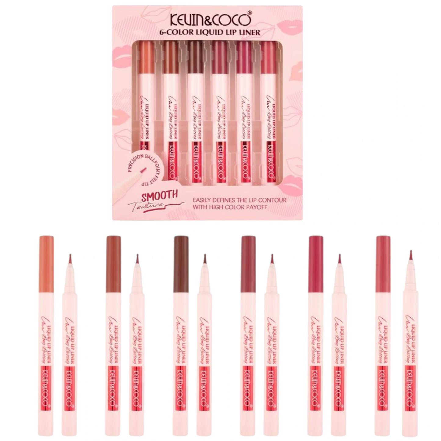 6 Color Liquid Lip Liner - Kevin & Coco | Wholesale Makeup