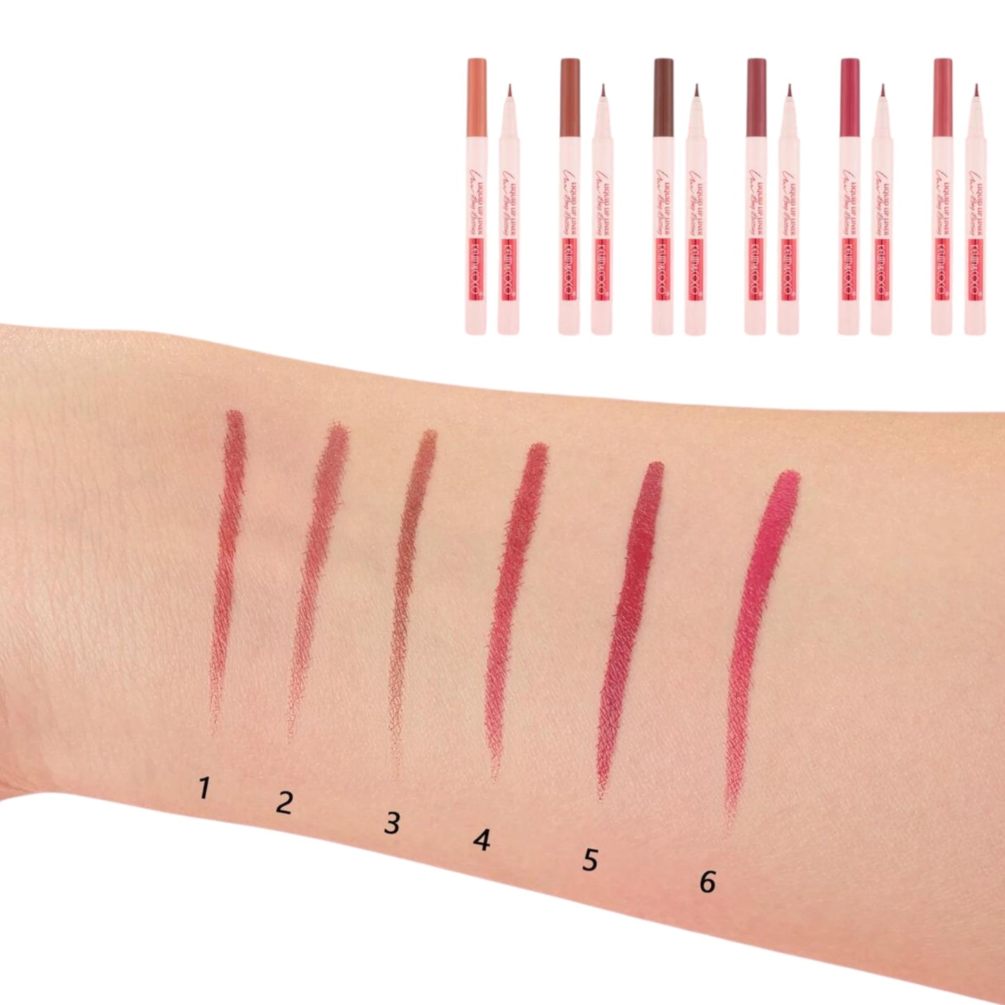 6 Color Liquid Lip Liner - Kevin & Coco | Wholesale Makeup