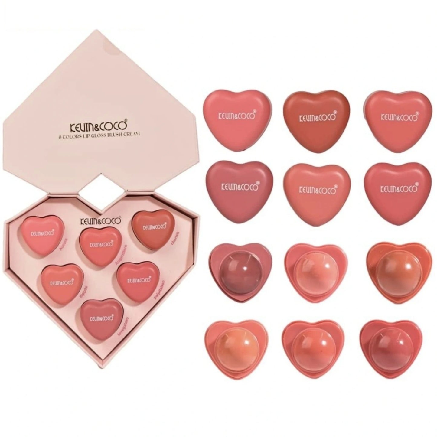 6 Colors Lip Gloss - Blush Cream Set Kevin & Coco | Wholesale Makeup