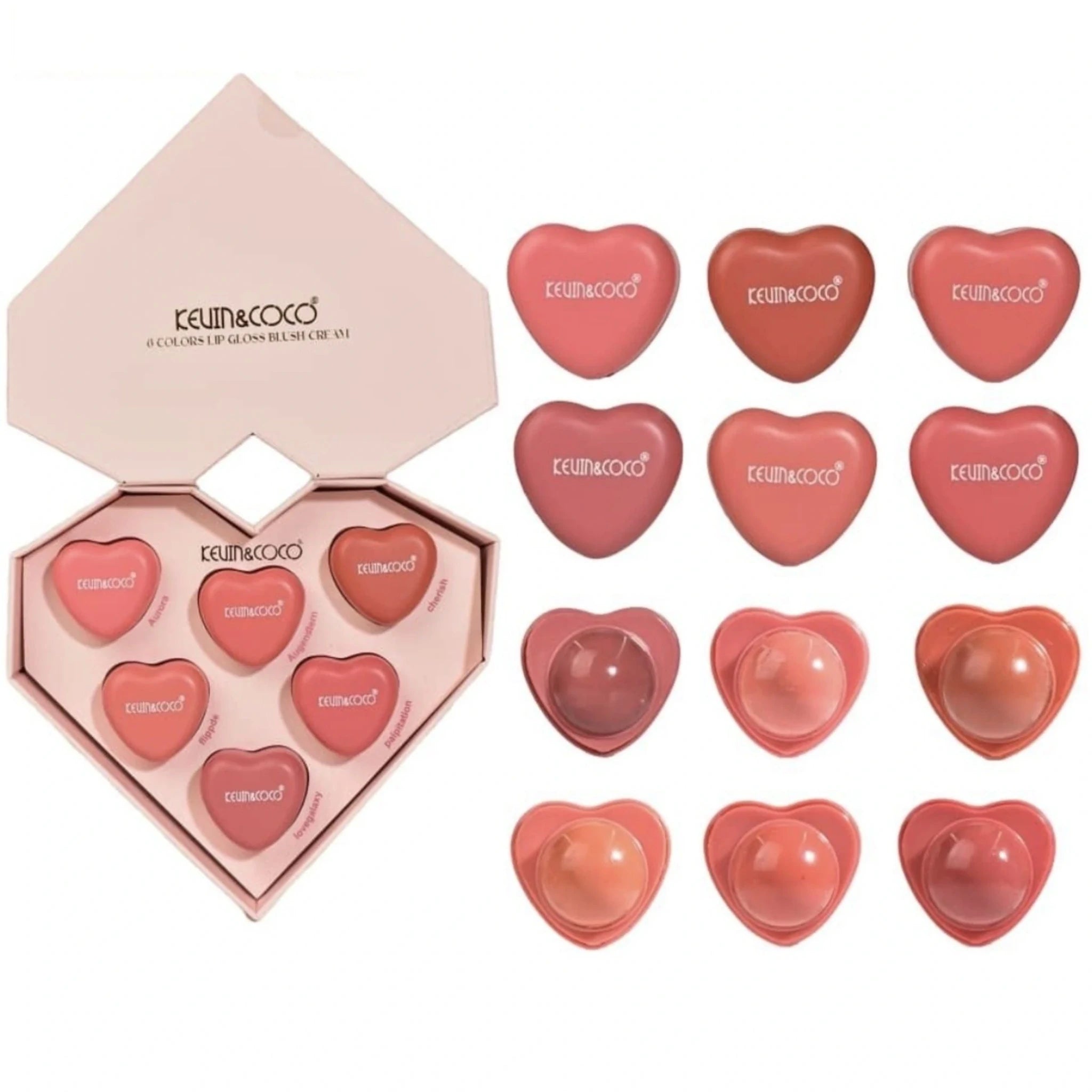 6 Colors Lip Gloss - Blush Cream Set Kevin & Coco | Wholesale Makeup