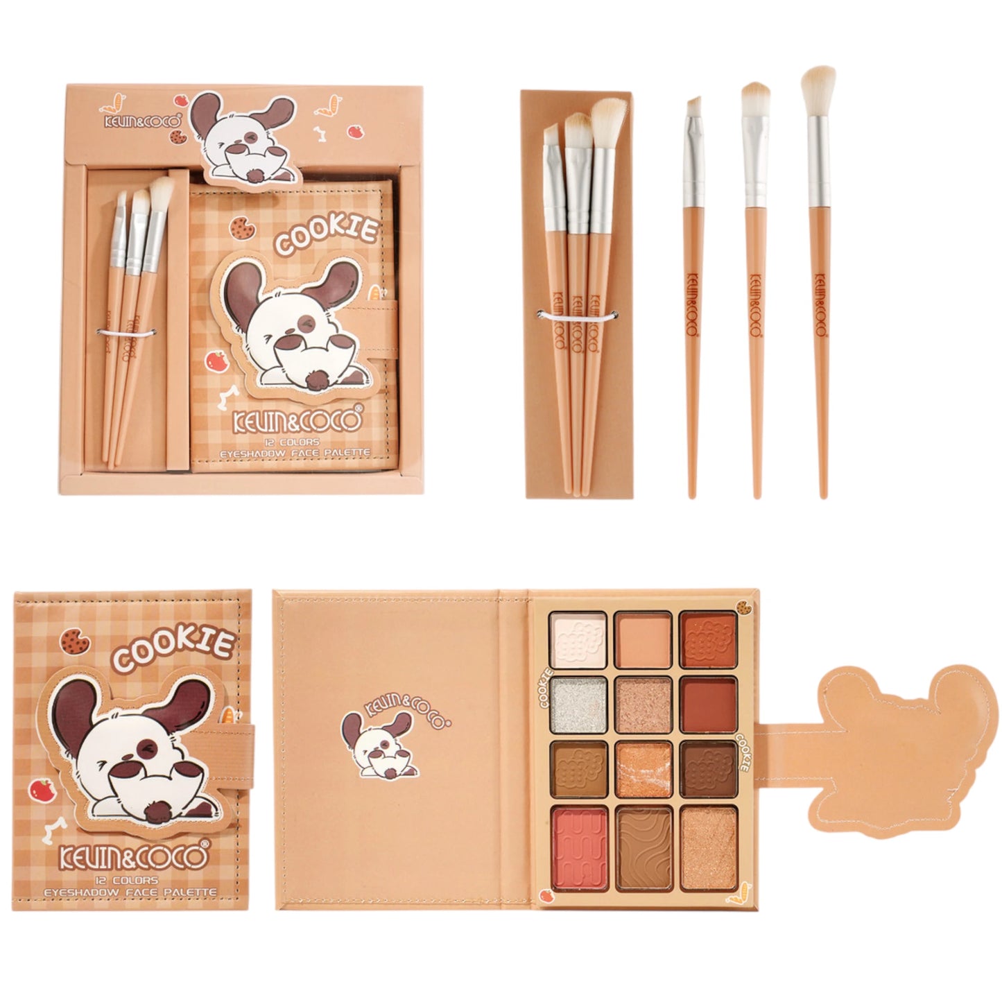 Cookie Eyeshadow Palette With Brushes Kevin & Coco | Wholesale Makeup