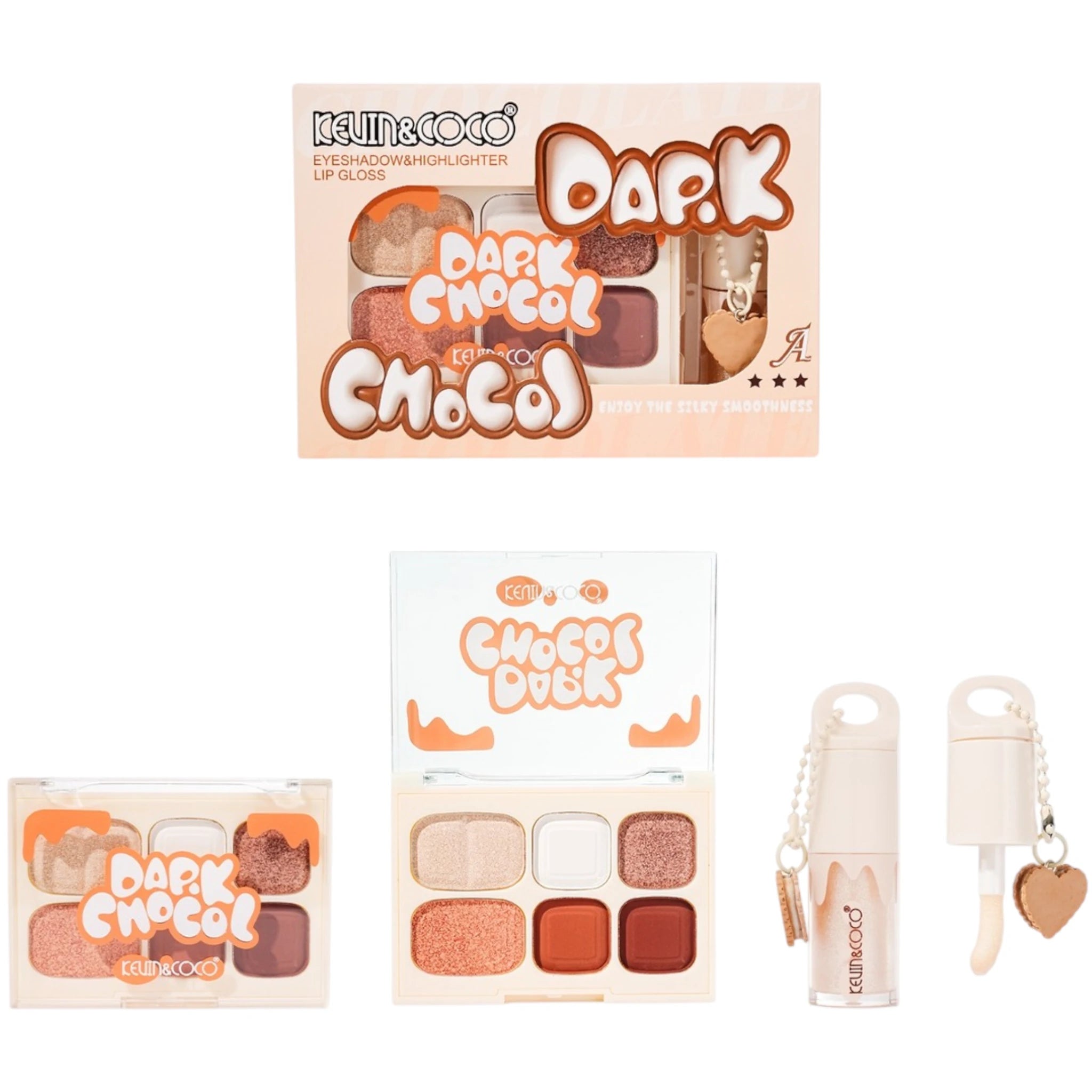 Dark Chocol Palette & Lip Gloss Kevin & Coco | Wholesale Makeup