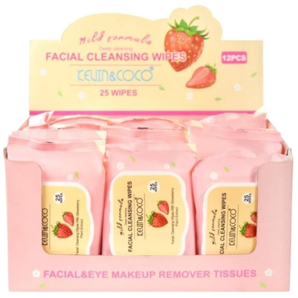Facial Cleansing Wipes Strawberry Kevin & Coco | Wholesale Makeup