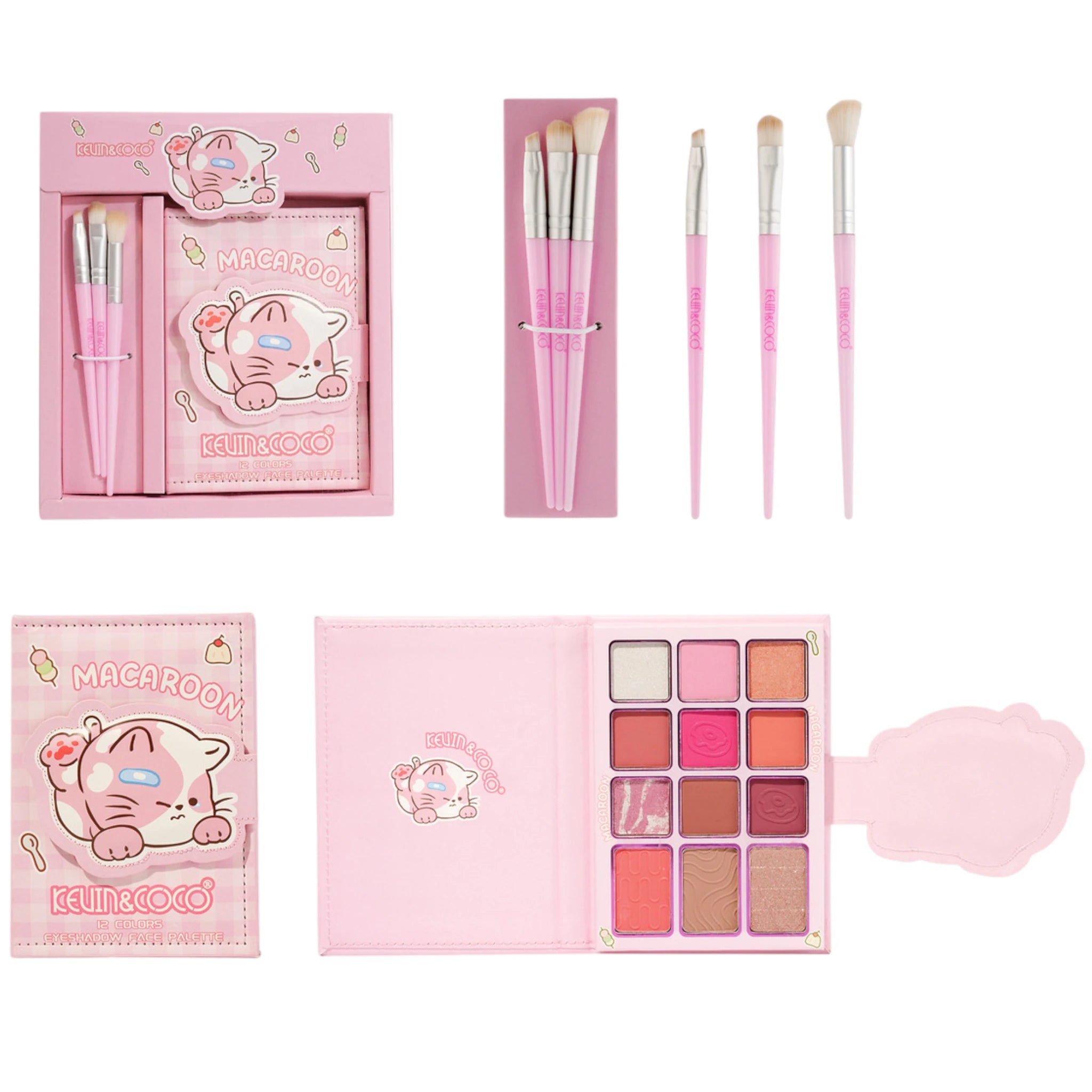 Macaroon Eyeshadow Palette With Brushes Kevin & Coco | Wholesale Makeup