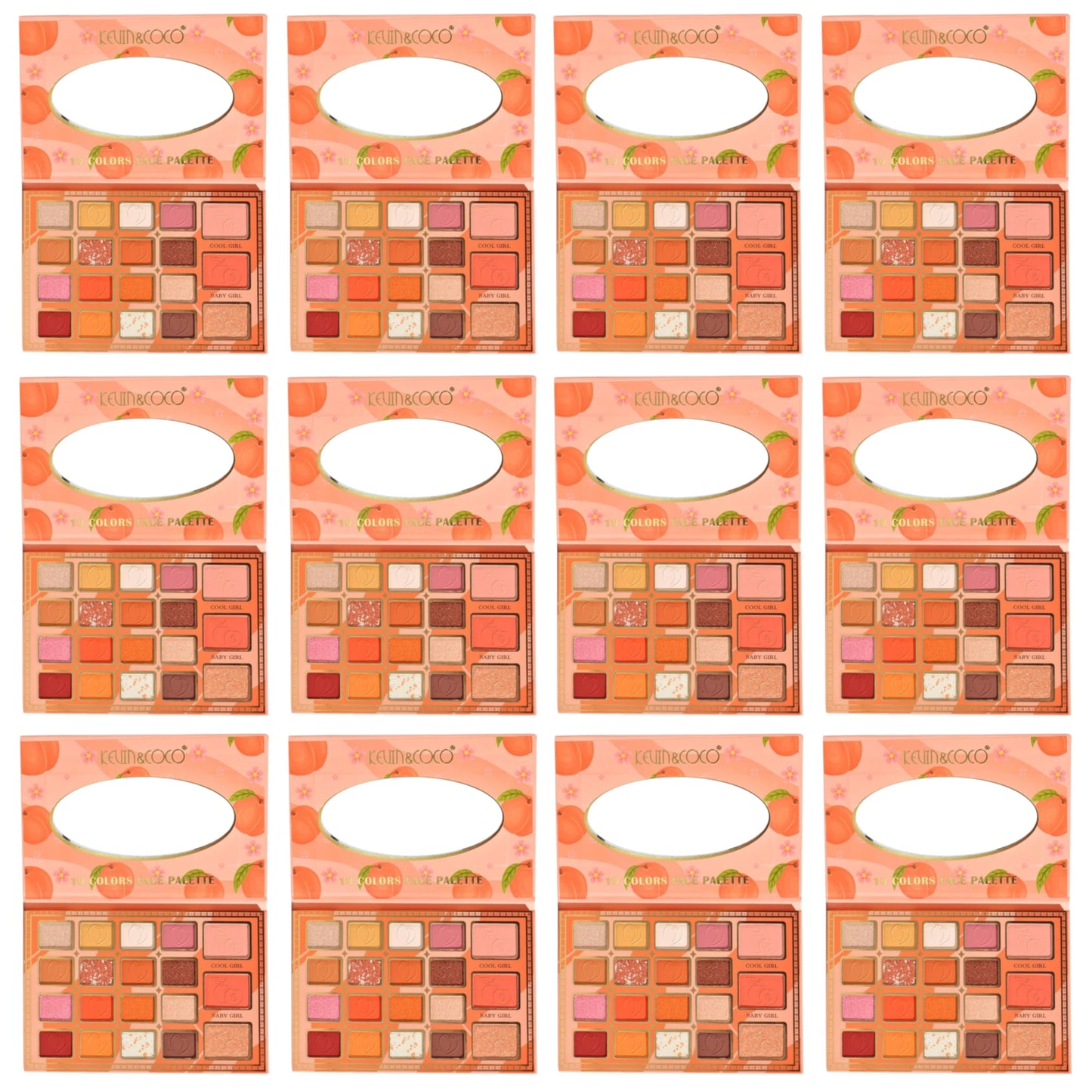 Peach 19 Colors Face Palette Kevin & Coco | Wholesale Makeup