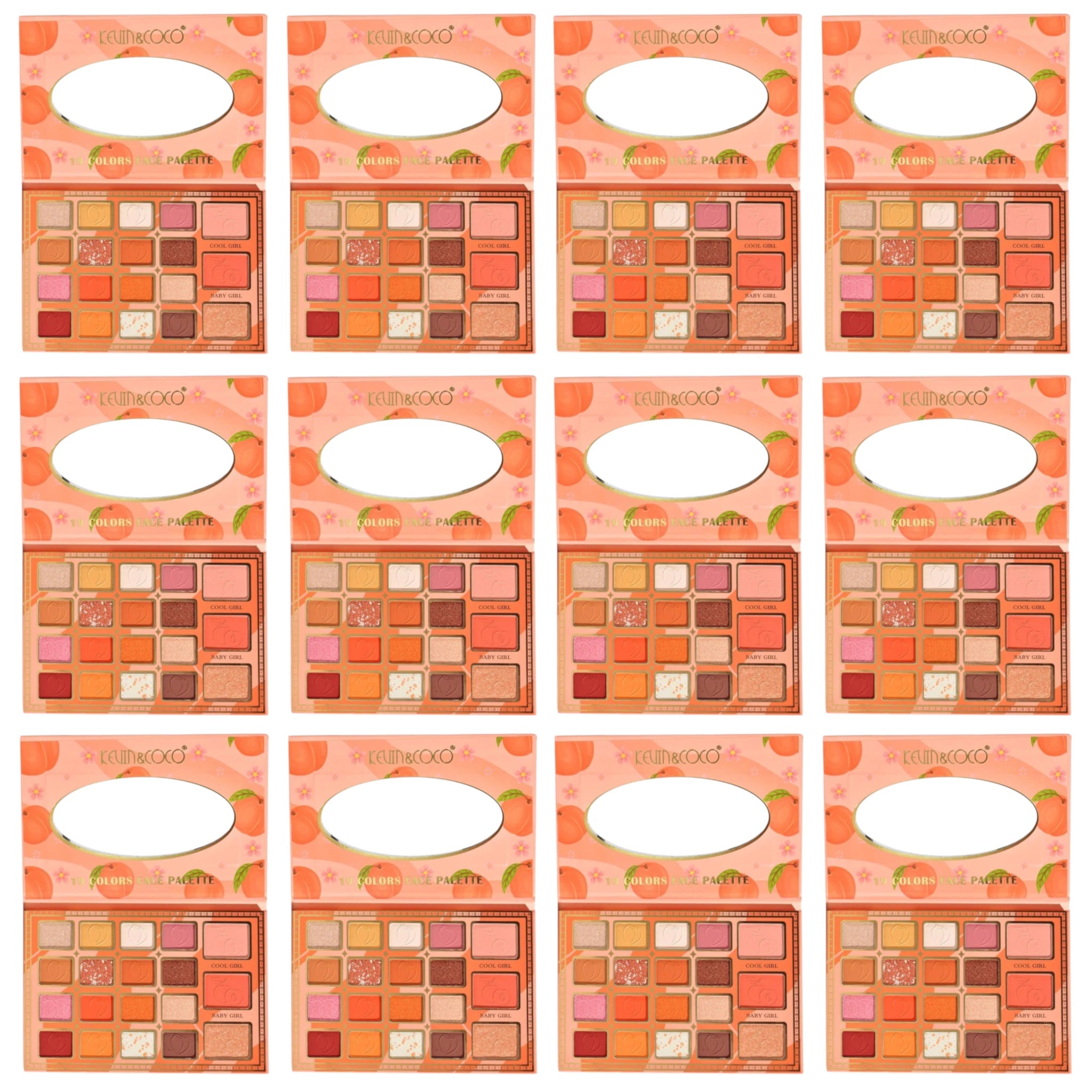 Peach 19 Colors Face Palette Kevin & Coco | Wholesale Makeup
