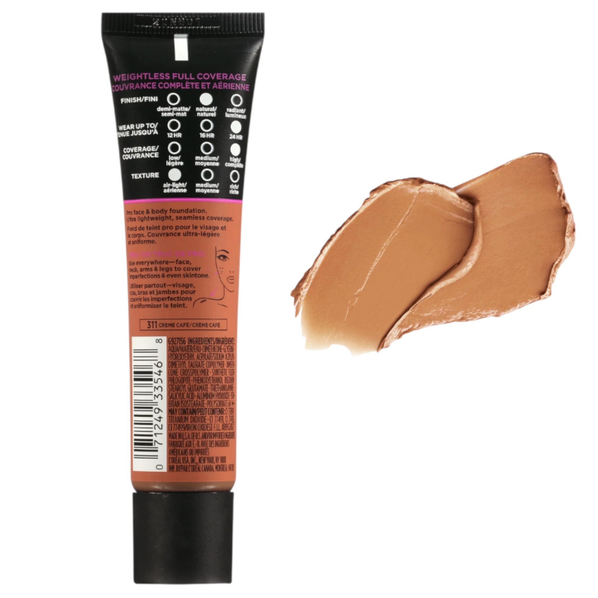 Loreal Infallible Total Cover 24hr Foundation #311 Creme Cafe - Wholesale 12 Units (LITC311)