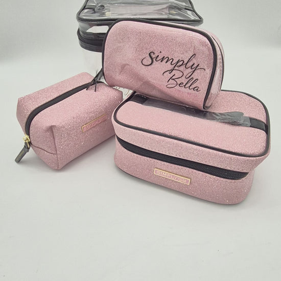 Print Makeup Bag - Glitter Pink Simply Bella | Wholesale Makeup