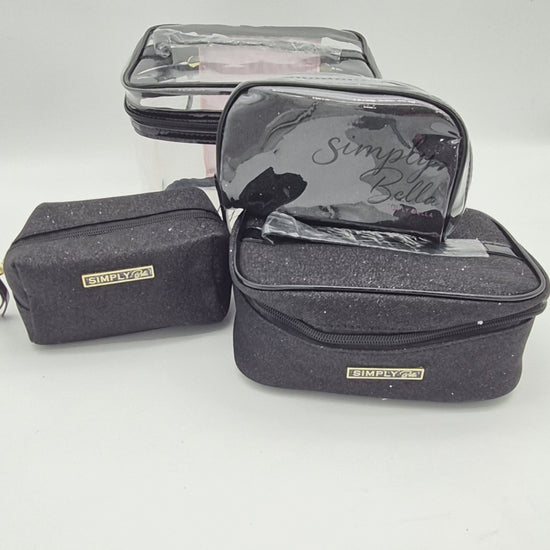 Print Makeup Bag - Glitter Black Simply Bella | Wholesale Makeup
