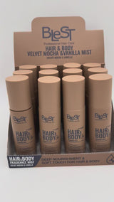 Blest Hair & Body - Velvet Mocha & Vanilla Mist - Wholesale Display 12 Units (HFM-31)