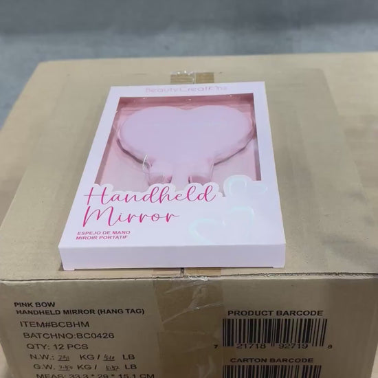 Pink Bow Handheld Mirror Beauty Creations | Wholesale Makeup