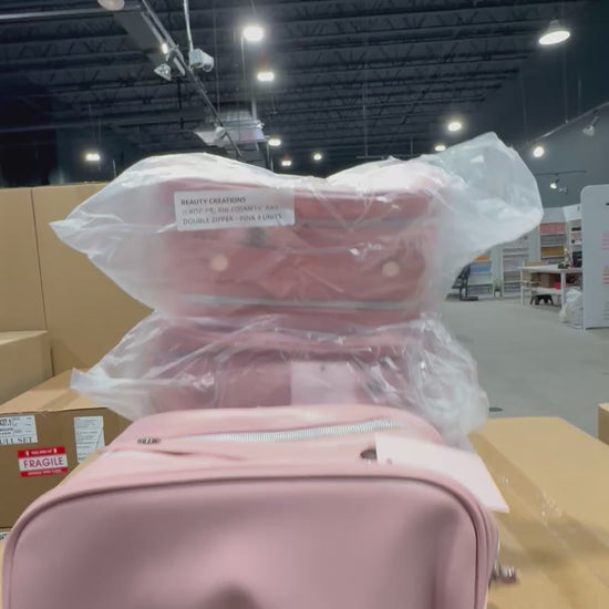 Big Cosmetic Bag Double Zipper Pink Beauty Creations | Wholesale Makeup