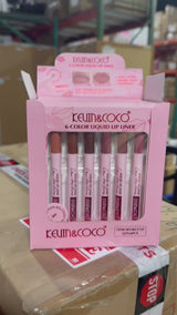 6 Color Liquid Lip Liner - Kevin & Coco | Wholesale Makeup