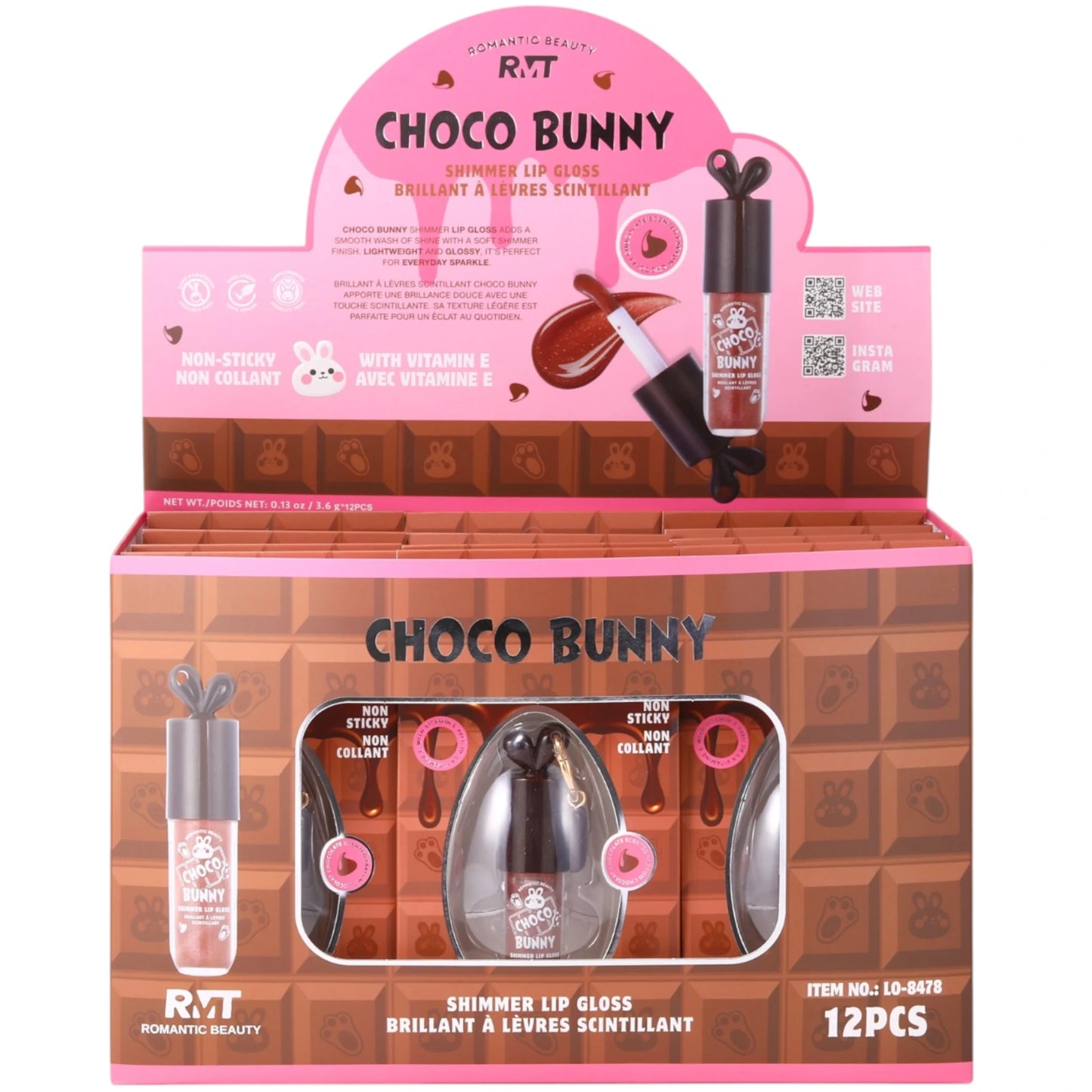 Choco Bunny Shimmer Lip Gloss Romantic Beauty | Wholesale Makeup