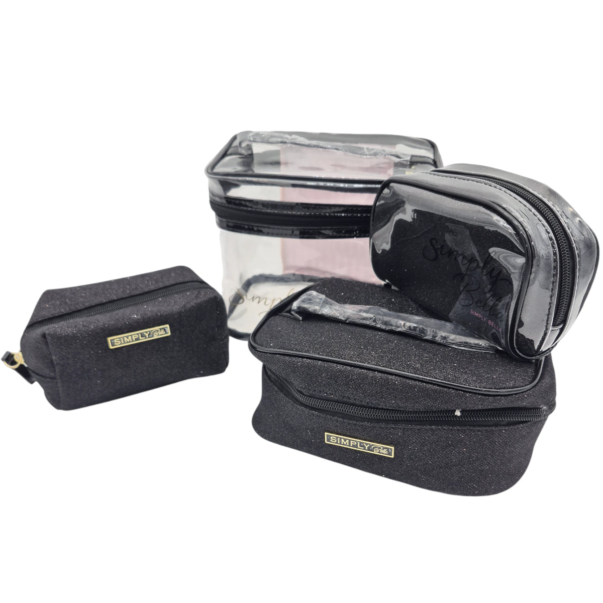 Print Makeup Bag - Glitter Black Simply Bella | Wholesale Makeup