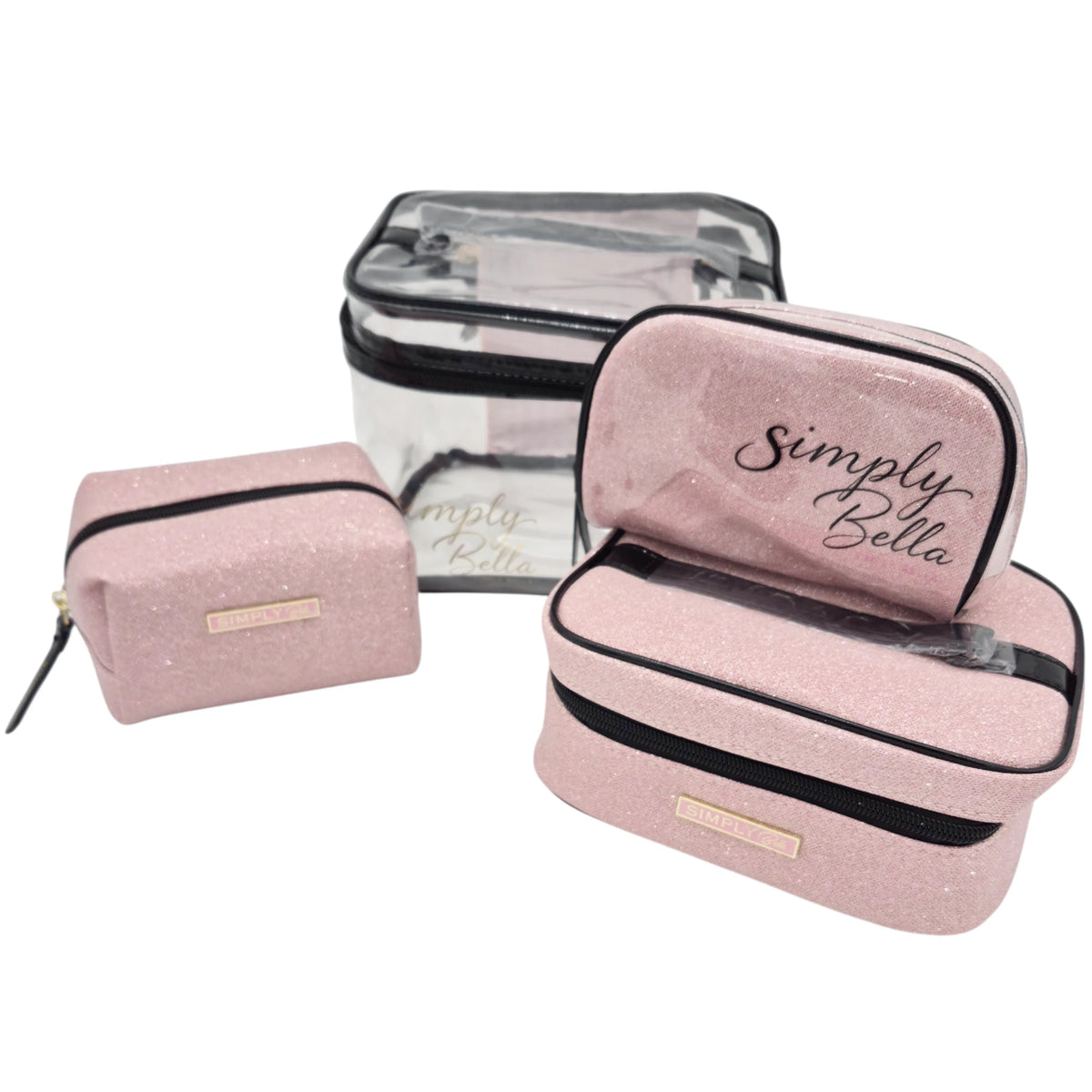 Print Makeup Bag - Glitter Pink Simply Bella | Wholesale Makeup