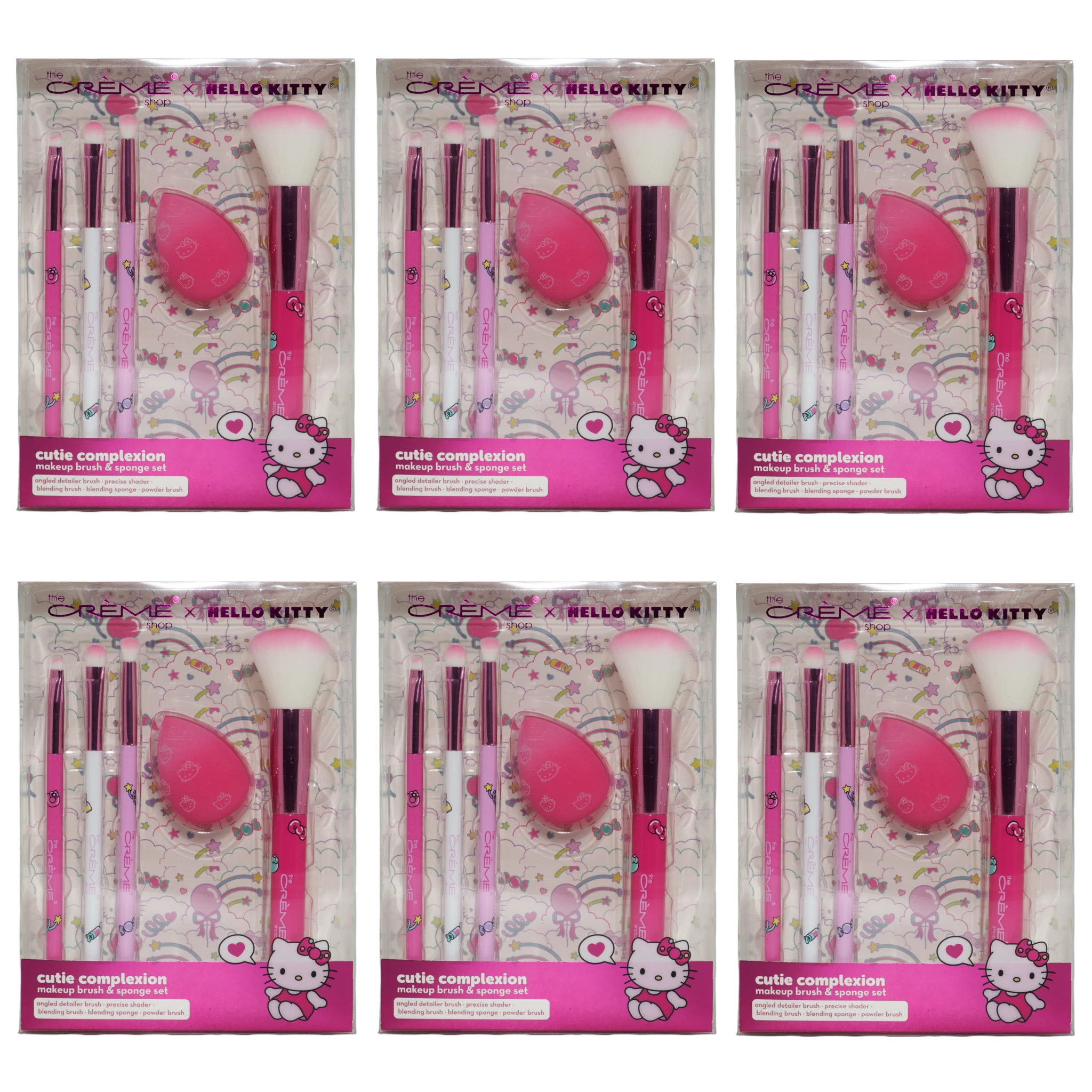 X Hello Kitty 5-Pc Brush Set Pink The Creme Shop | Wholesale Makeup