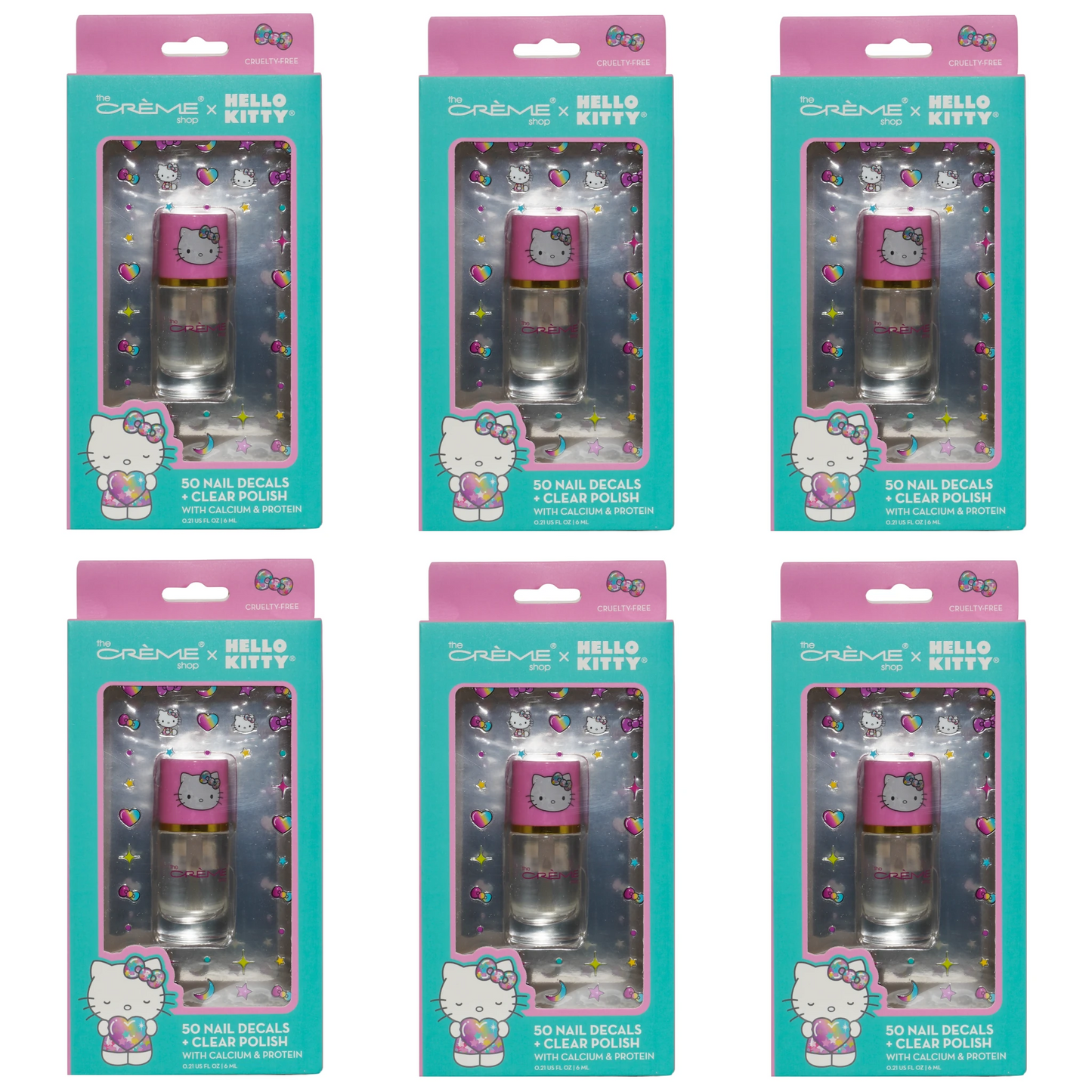 Clear Nail Polish W/50 Nail Decals Set The Creme Shop | Wholesale Makeup