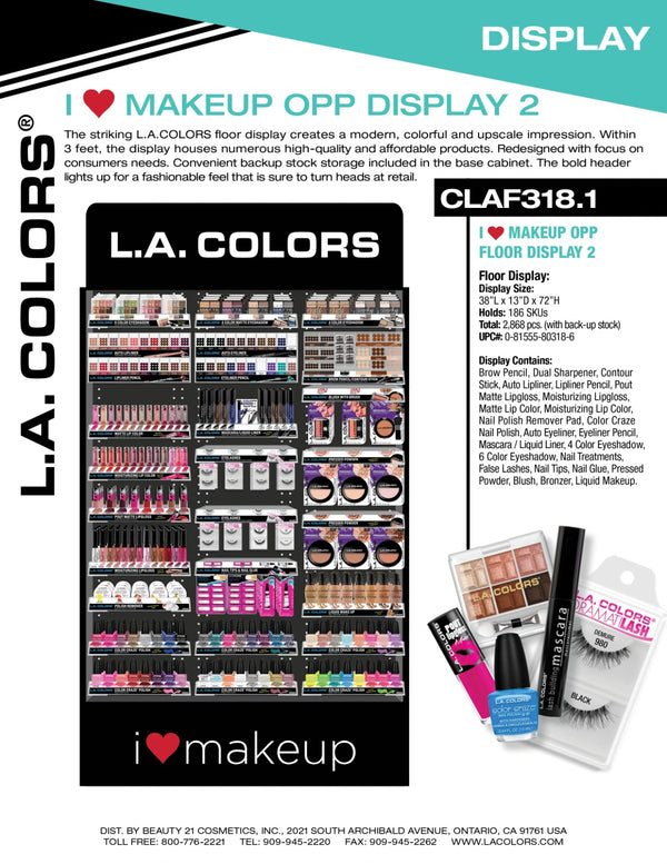 I Heart Makeup 2FT Cosmetic Floor - L.A. Colors | Wholesale Makeup