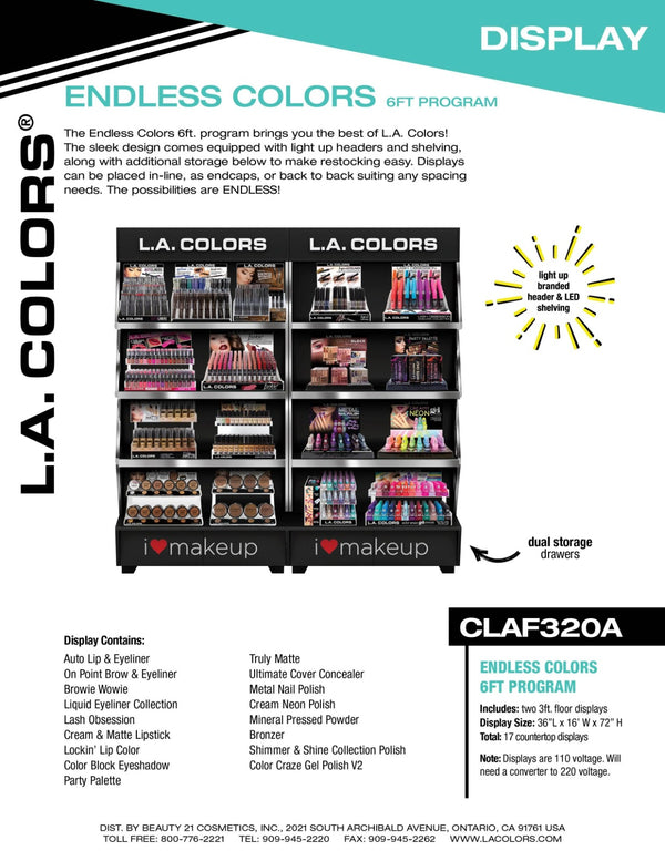 Endless Colors 6FT Cosmetic Floor - L.A. Colors | Wholesale Makeup
